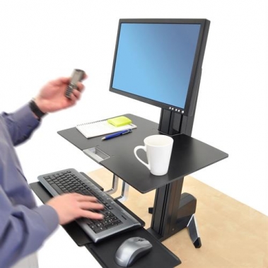 עמדת עבודה דינאמית ישיבה/עמידה מלחציים קדמיות  מדגם WorkFit-S, Single LD Workstation with Worksurface