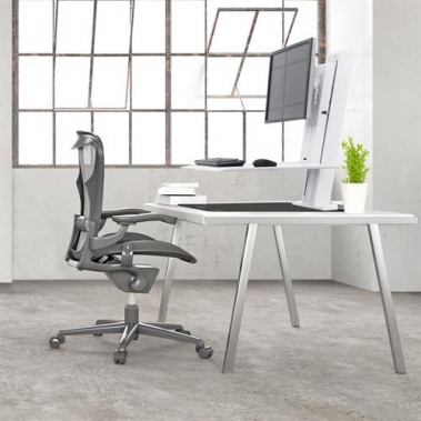 עמדת עבודה דינאמית ישיבה/עמידה מלחציים אחוריות  מדגם WorkFit-SR, Dual Monitor, Sit-Stand Desktop Workstation
