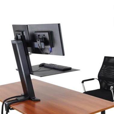 עמדת עבודה דינאמית ישיבה/עמידה מלחציים אחוריות  מדגם WorkFit-SR, Dual Monitor, Sit-Stand Desktop Workstation